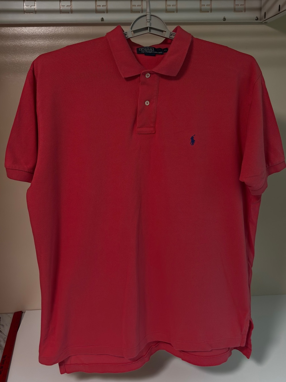 Ralph Lauren Red Short-Sleeve Cotton Polo with Navy Pony